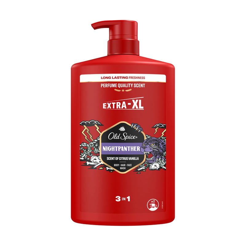 Гель для душу + шампунь Old Spice 3-в-1 Night Panther, 1 л